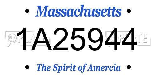 1A25944 Massachusetts License Plate