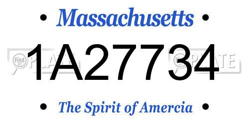 1A27734 Massachusetts License Plate
