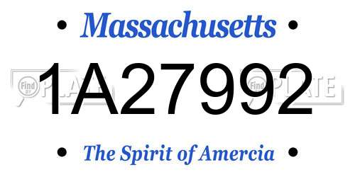 1A27992 Massachusetts License Plate