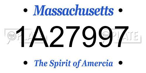 1A27997 Massachusetts License Plate