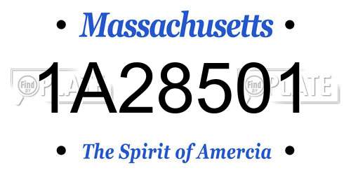1A28501 Massachusetts License Plate