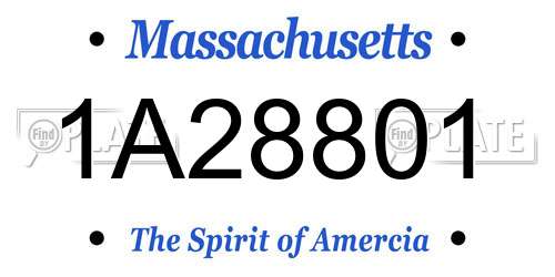 1A28801 Massachusetts License Plate