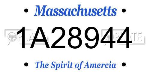 1A28944 Massachusetts License Plate