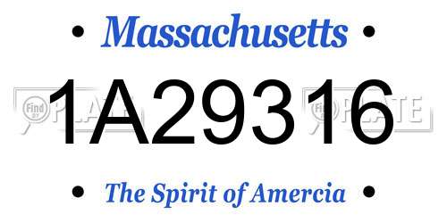 1A29316 Massachusetts License Plate