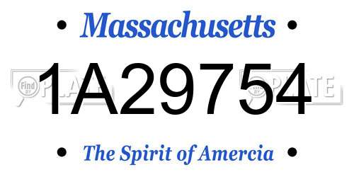 1A29754 Massachusetts License Plate