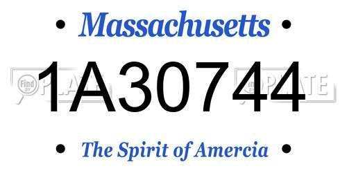 1A30744 Massachusetts License Plate