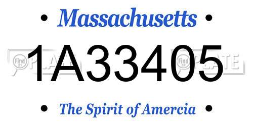 1A33405 Massachusetts License Plate