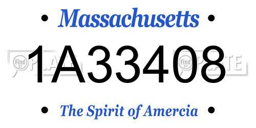 1A33408 Massachusetts License Plate