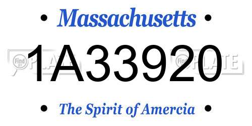 1A33920 Massachusetts License Plate