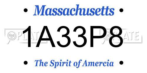 1A33P8 Massachusetts License Plate