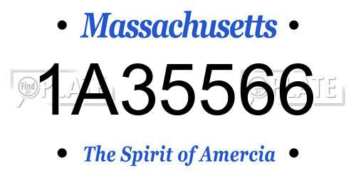 1A35566 Massachusetts License Plate