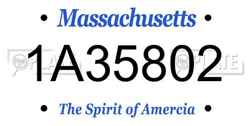 1A35802 Massachusetts License Plate