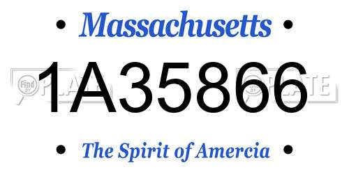 1A35866 Massachusetts License Plate