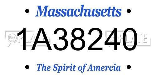 1A38240 Massachusetts License Plate