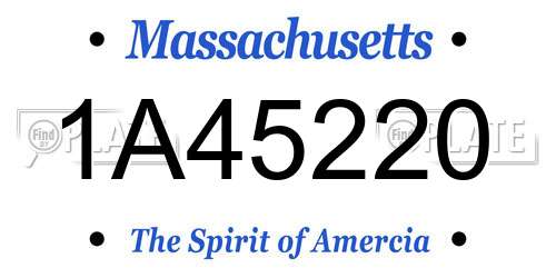 1A45220 Massachusetts License Plate