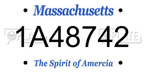 1A48742 Massachusetts License Plate