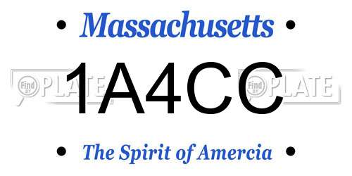 1A4CC Massachusetts License Plate