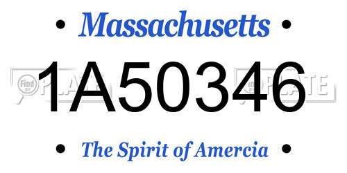 1A50346 Massachusetts License Plate