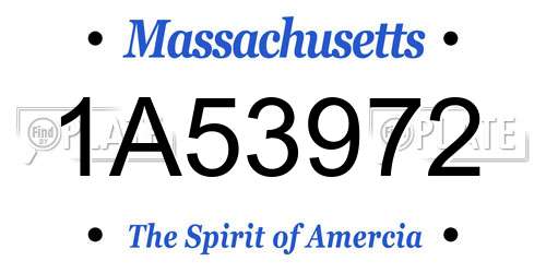 1A53972 Massachusetts License Plate