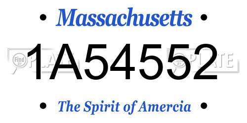 1A54552 Massachusetts License Plate