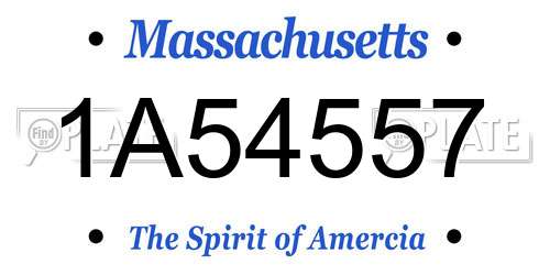 1A54557 Massachusetts License Plate