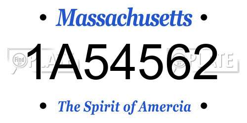 1A54562 Massachusetts License Plate