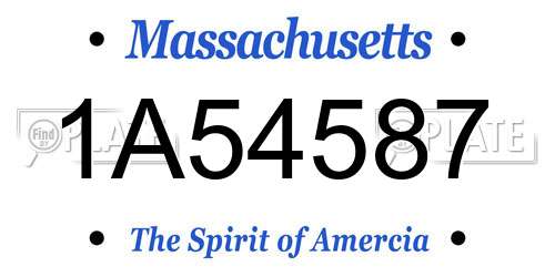 1A54587 Massachusetts License Plate