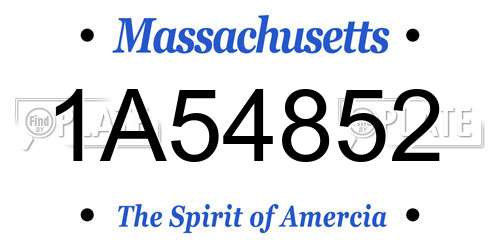 1A54852 Massachusetts License Plate