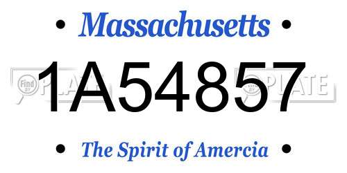 1A54857 Massachusetts License Plate