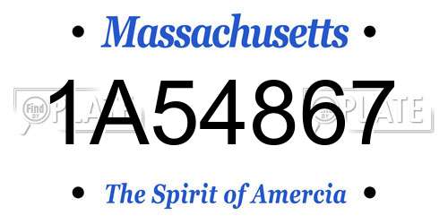 1A54867 Massachusetts License Plate