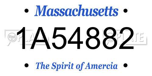 1A54882 Massachusetts License Plate