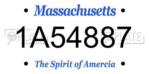 1A54887 Massachusetts License Plate