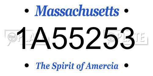 1A55253 Massachusetts License Plate
