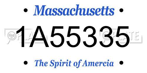 1A55335 Massachusetts License Plate