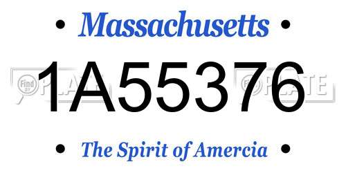 1A55376 Massachusetts License Plate