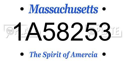 1A58253 Massachusetts License Plate