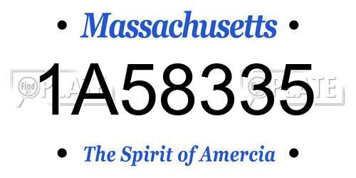 1A58335 Massachusetts License Plate