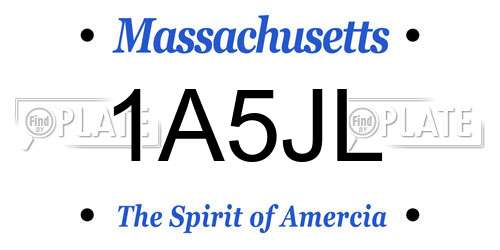 1A5JL Massachusetts License Plate