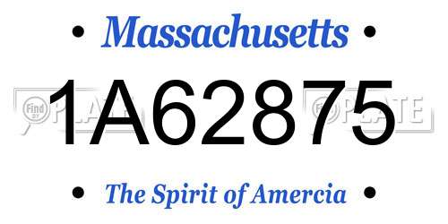 1A62875 Massachusetts License Plate