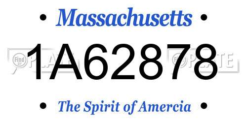 1A62878 Massachusetts License Plate