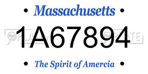 1A67894 Massachusetts License Plate