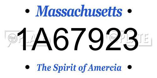 1A67923 Massachusetts License Plate