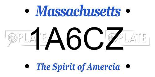 1A6CZ Massachusetts License Plate