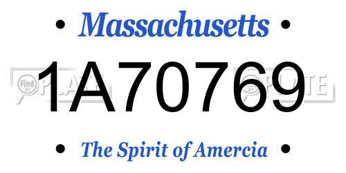 1A70769 Massachusetts License Plate