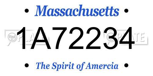 1A72234 Massachusetts License Plate