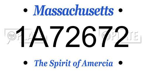 1A72672 Massachusetts License Plate