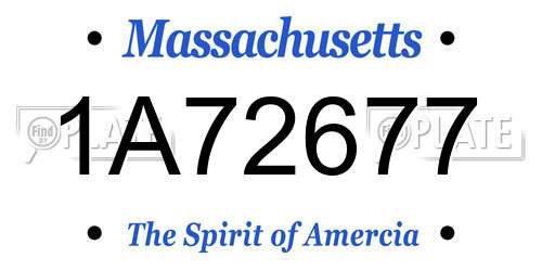 1A72677 Massachusetts License Plate