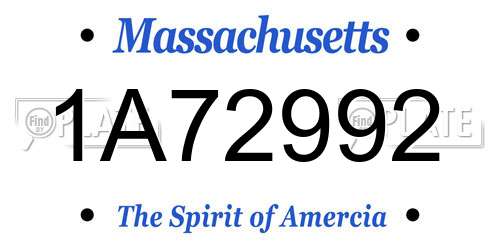 1A72992 Massachusetts License Plate