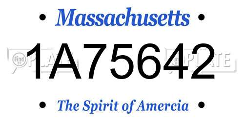 1A75642 Massachusetts License Plate