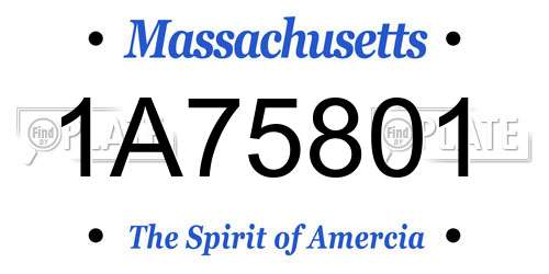 1A75801 Massachusetts License Plate